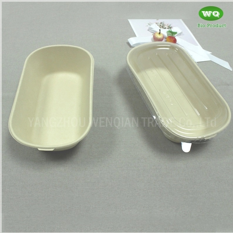 Eco-Friendly Sugarcane Pulp 850ml Package Box With Lid -100% Biodegradable Microwavable Lunch Box Food Packaging Box