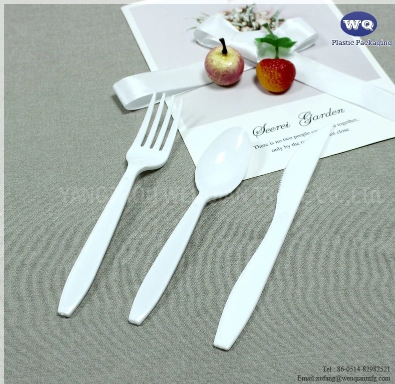 7inch White Plastic Cutlery-Disposable Cutlery Packs-disposable plastic knives-disposable soup spoons-prewrapped Cutlery