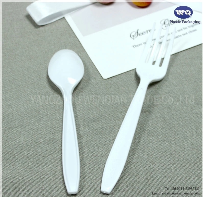 7inch White Plastic Cutlery-Disposable Cutlery Packs-disposable plastic knives-disposable soup spoons-prewrapped Cutlery