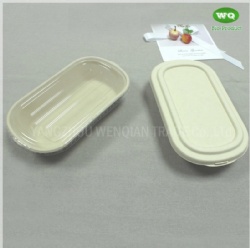 Eco-Friendly Sugarcane Pulp 850ml Package Box With Lid -100% Biodegradable Microwavable Lunch Box Food Packaging Box